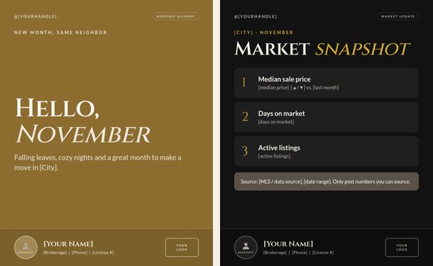Black & Gold palette sample graphics