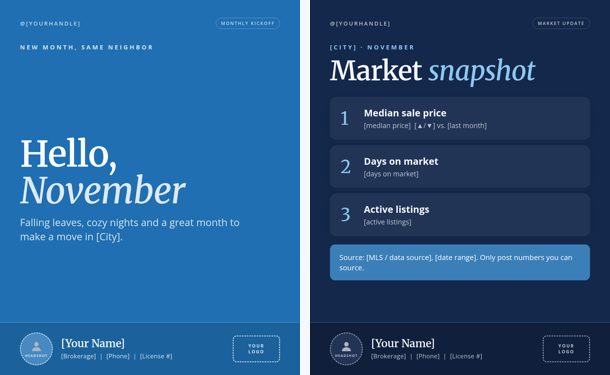 Brokerage Blue palette sample graphics