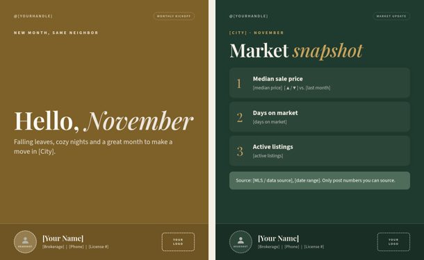 Forest & Brass palette sample graphics