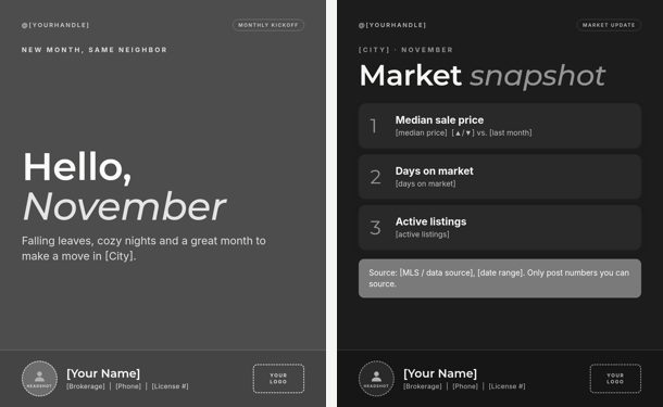 Modern Monochrome palette sample graphics
